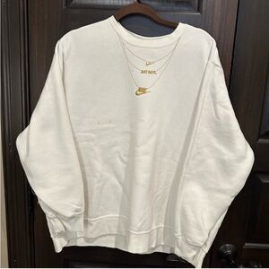 Nike White Sweatshirt with Gold Accents